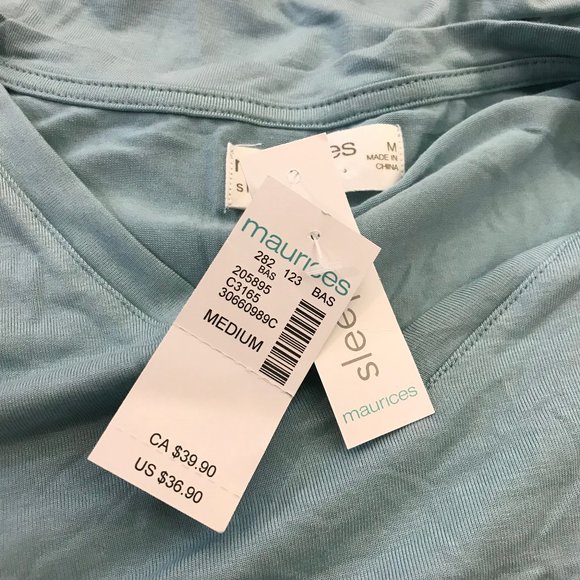 Maurices NWT Light Blue Sleep Shirt Plaid Pocket Detail Medium M NEW Casual Home - Picture 8 of 10
